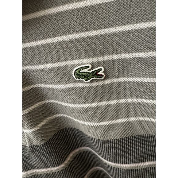 Lacoste Striped Polo Shirt XL Gray White Croc Logo - Picture 9 of 9